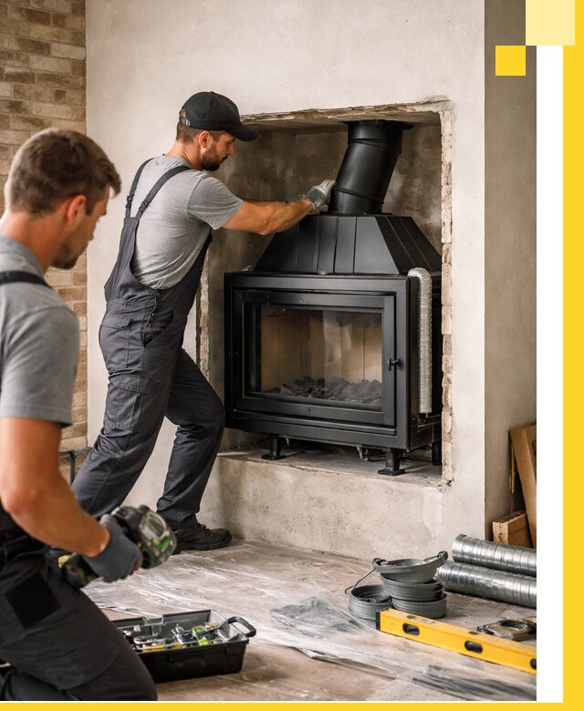 Установка каминных топок в Октябрьском: монтаж, подключение