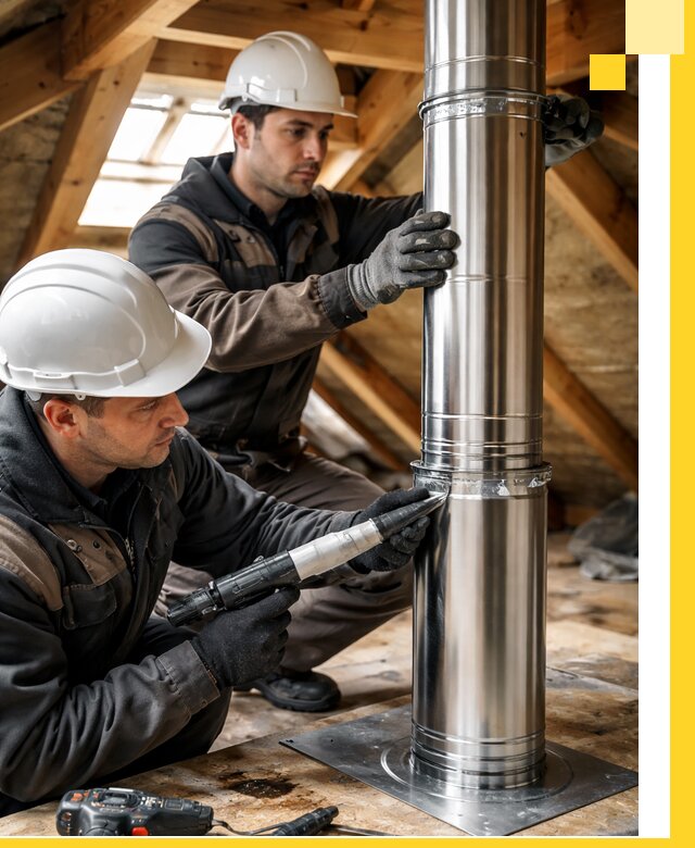 Монтаж дымоходов для каминов в Октябрьском с гарантией качества