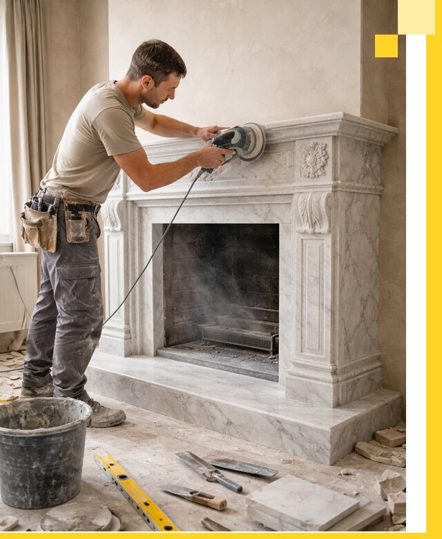 Изготовление и установка мраморных каминов в Октябрьском под ключ