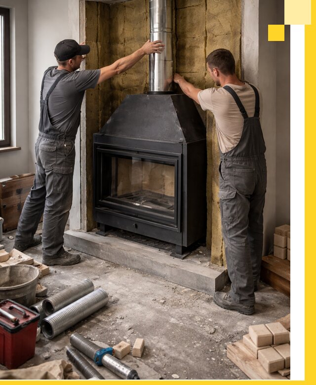 Изготовление и монтаж закрытых каминов в Октябрьском под ключ
