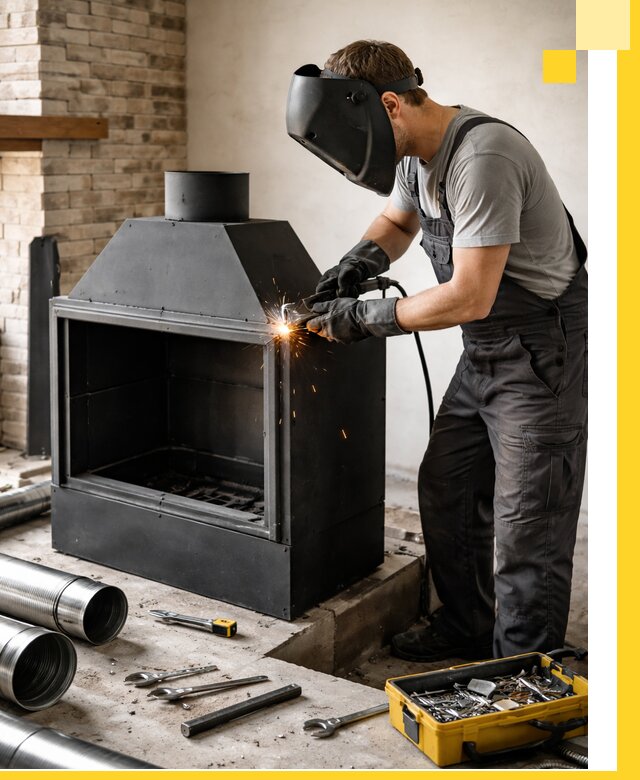 Продажа и установка металлических каминов в Октябрьском под ключ