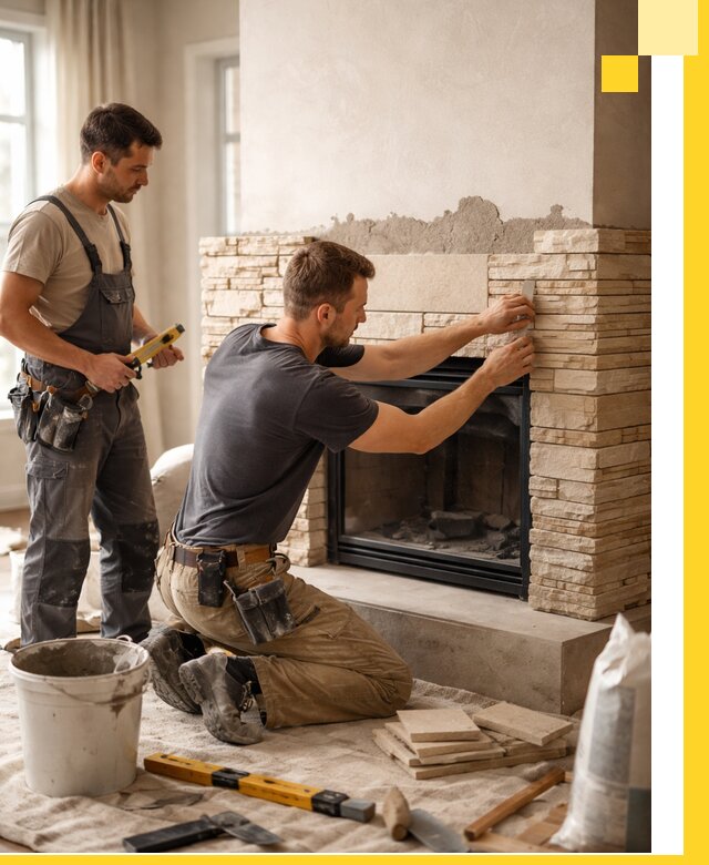 Установка и монтаж каминов для загородного дома в Октябрьском