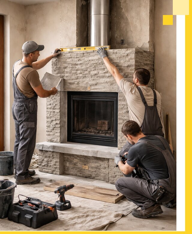 Профессиональный монтаж каминов под ключ в Октябрьском для дома