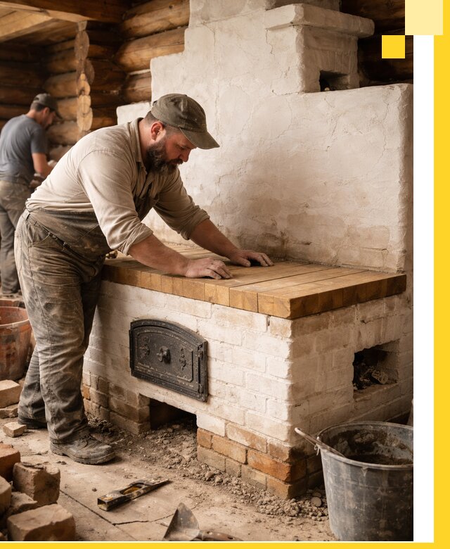 Проектирование и установка русской печи с лежанкой в Октябрьском