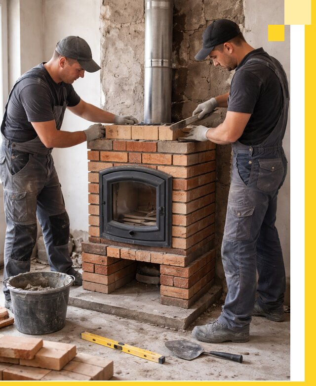 Монтаж печи камина под ключ в Октябрьском с гарантией и пусконаладкой