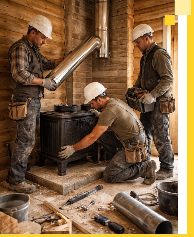 Профессиональный монтаж банных печей и дымоходов в Октябрьском