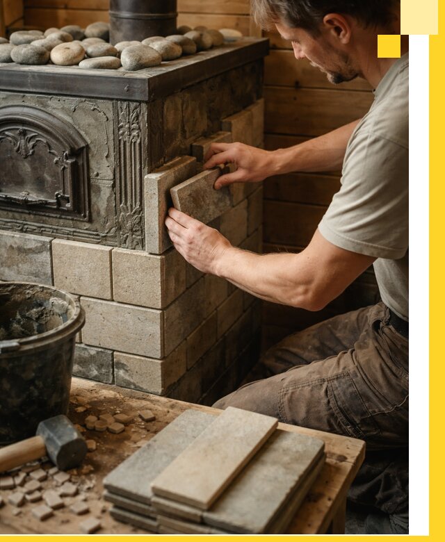 Облицовка банных печей в Октябрьском профессиональная отделка