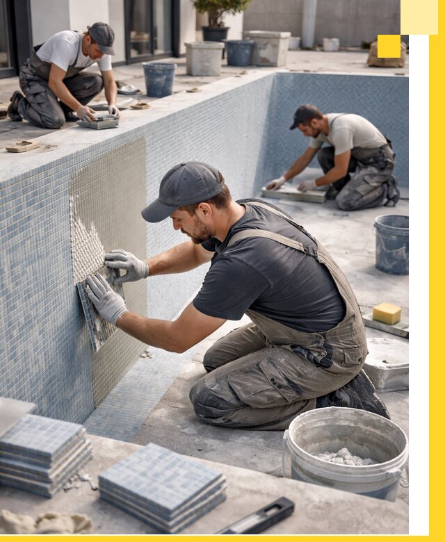 Облицовка бассейнов в Октябрьском плитка мозаика гидроизоляция