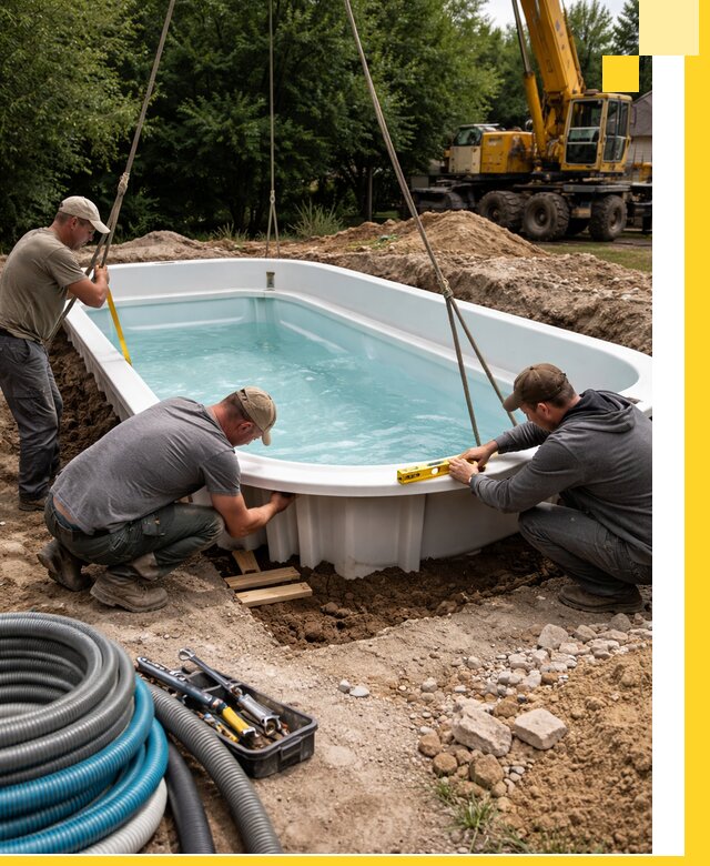 Установка и монтаж композитных бассейнов под ключ в Октябрьском