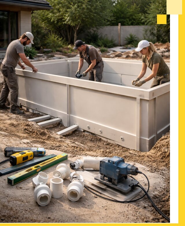 Установка полипропиленовых бассейнов под ключ в Октябрьском