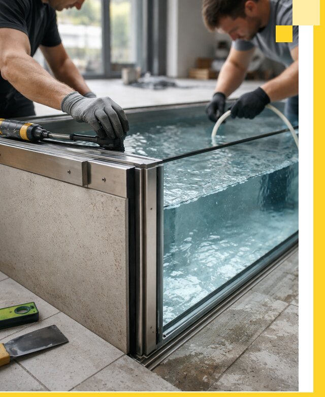 Проектирование и монтаж стеклянных бассейнов в Октябрьском