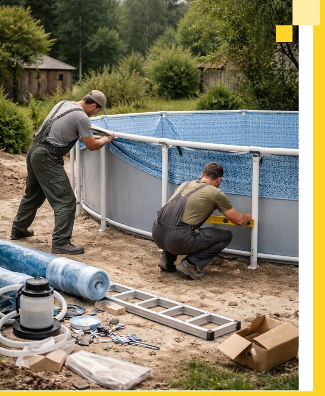 Установка и монтаж каркасных бассейнов в Октябрьском под ключ