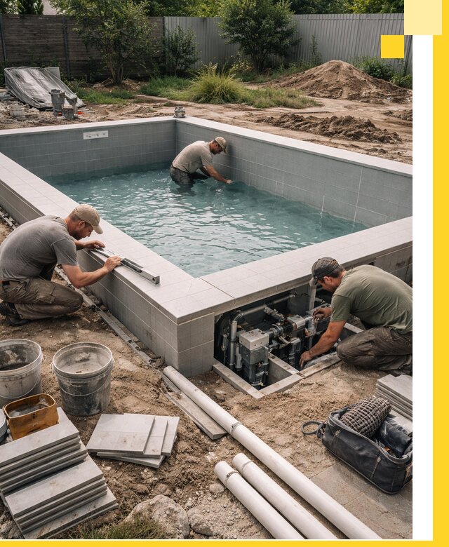 Строительство и монтаж бассейнов для дачи под ключ в Октябрьском