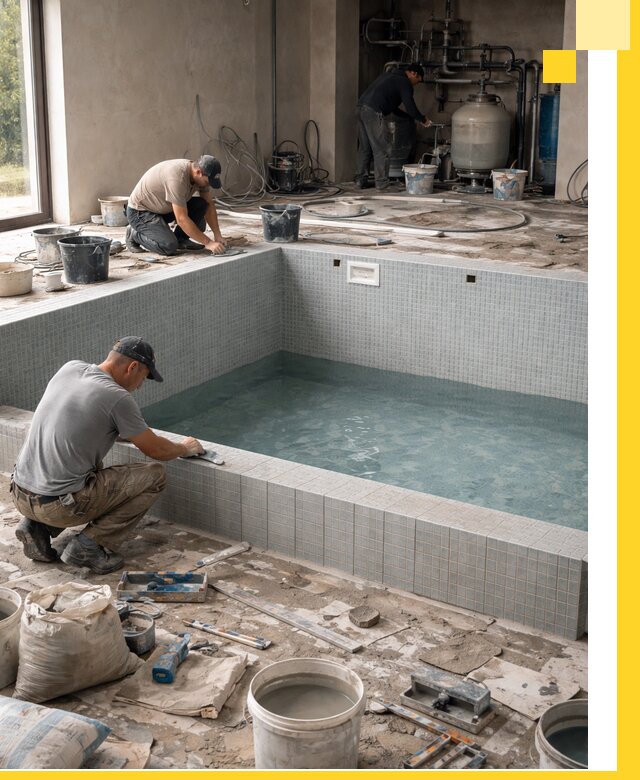 Строительство и монтаж бассейнов в помещении в Октябрьском