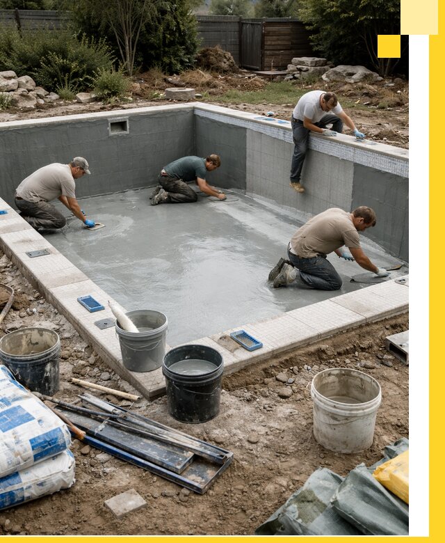 Изготовление и монтаж чаши бассейна под ключ в Октябрьском