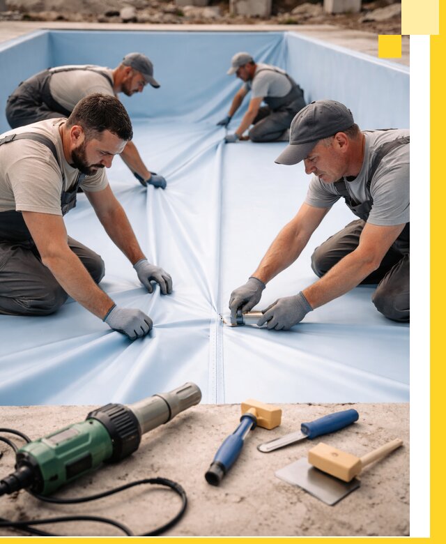 ПВХ пленка для бассейнов с монтажом и гарантией в Октябрьском