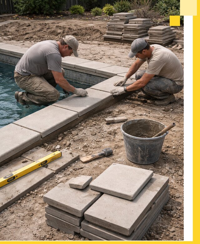 Установка и изготовление копингового камня для бассейнов в Октябрьском