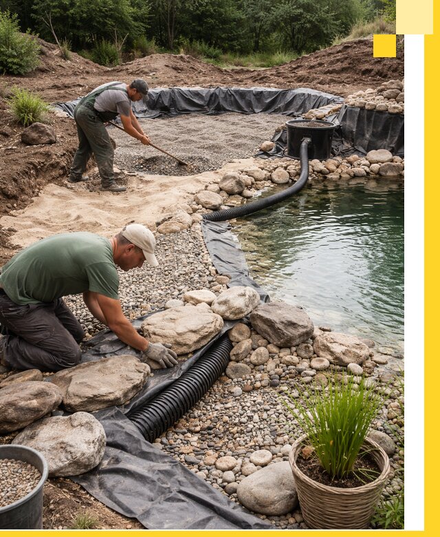 Строительство природных бассейнов и озер в Октябрьском под ключ