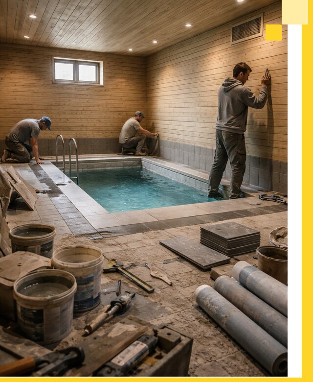 Строительство бани с бассейном и сауной под ключ в Октябрьском