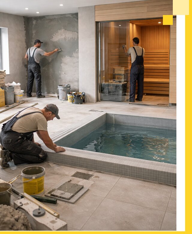 Проектирование и строительство сауны с бассейном в Октябрьском