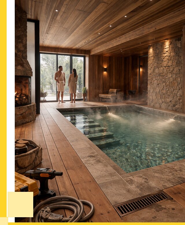 Проекты бань с бассейном под ключ в Октябрьском от 77678 р., ЭриданКтб