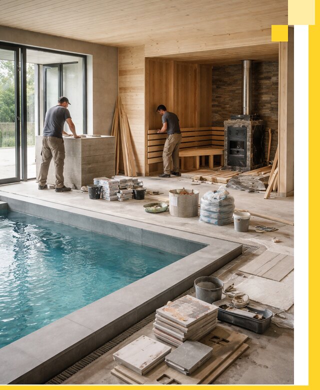 Проектирование и строительство бань с бассейном в Октябрьском