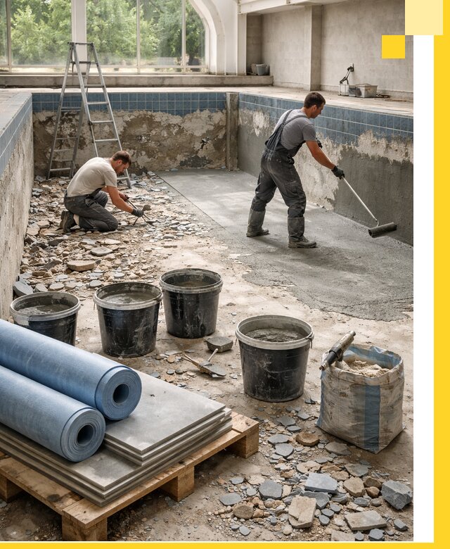 Реконструкция бассейнов в Октябрьском: ремонт, гидроизоляция