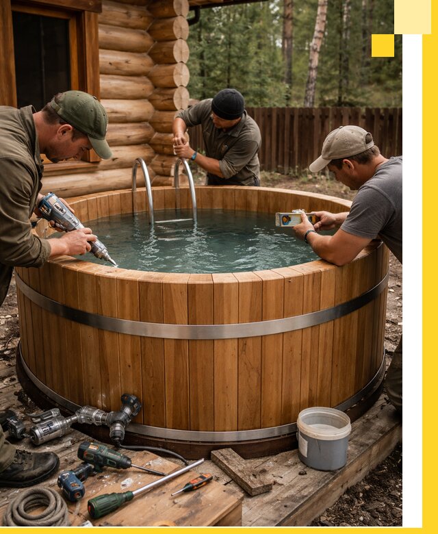 Строительство бань с купелью под ключ и отделкой в Октябрьском