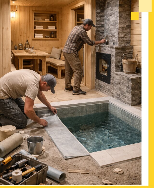 Строительство бань с комнатой отдыха под ключ в Октябрьском