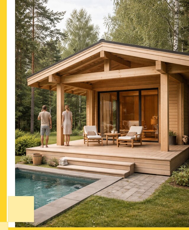 Бани с террасой под ключ в Октябрьском от 621420 р. | ЭриданКтб