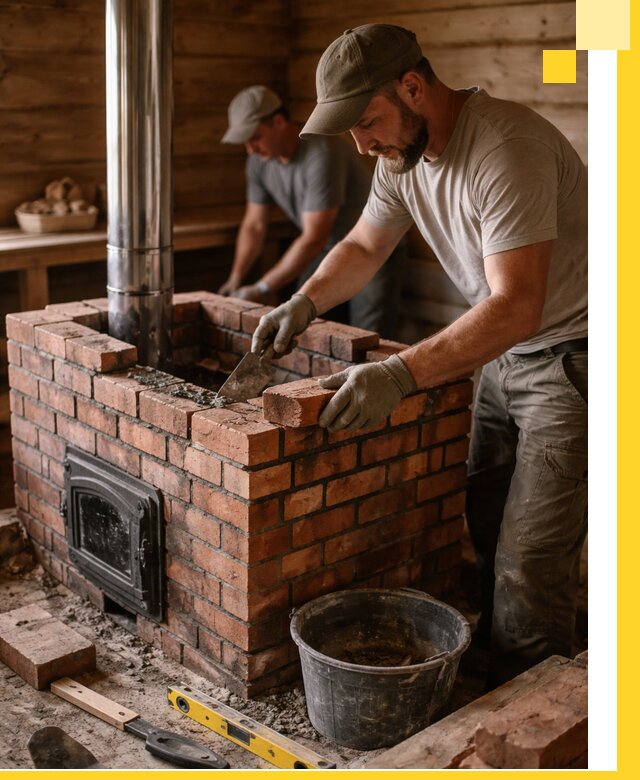 Кирпичные печи для бани под ключ в Октябрьском, проект и монтаж