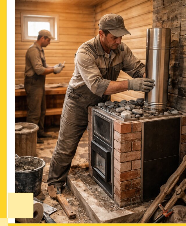 Монтаж печи в бане под ключ в Октябрьском от 20714 р. | ЭриданКтб