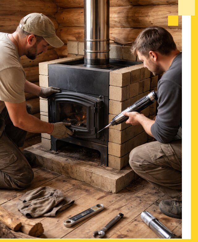 Монтаж и установка печи в бане под ключ с гарантией в Октябрьском