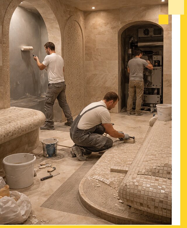 Строительство бани с хамамом и бассейном под ключ в Октябрьском