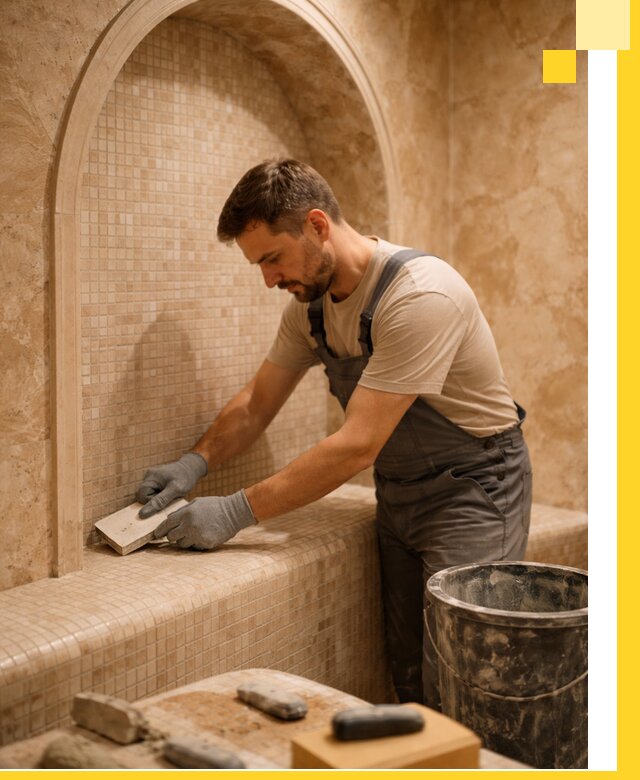 Профессиональная отделка хамамов с мозаикой под ключ в Октябрьском