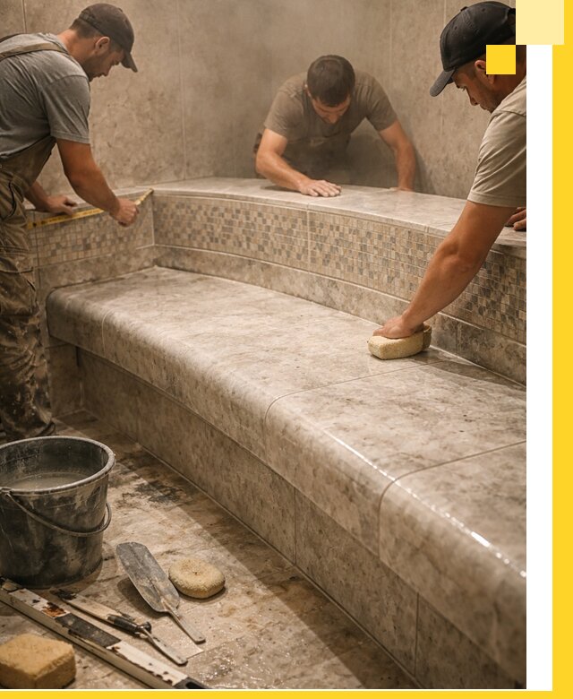 Изготовление и установка сидений для хамама в Октябрьском