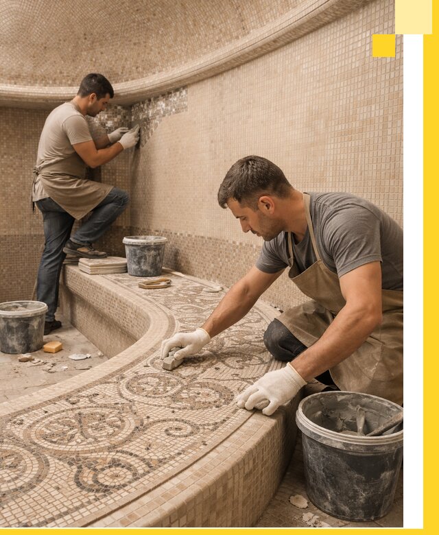 Плитка для хамама в Октябрьском, укладка, подбор и поставка